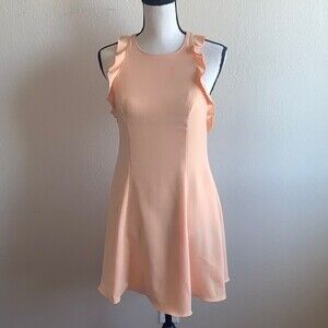 JayGodfrey Halter Ruffle Low Back Fit and Flare Dress Sz 4